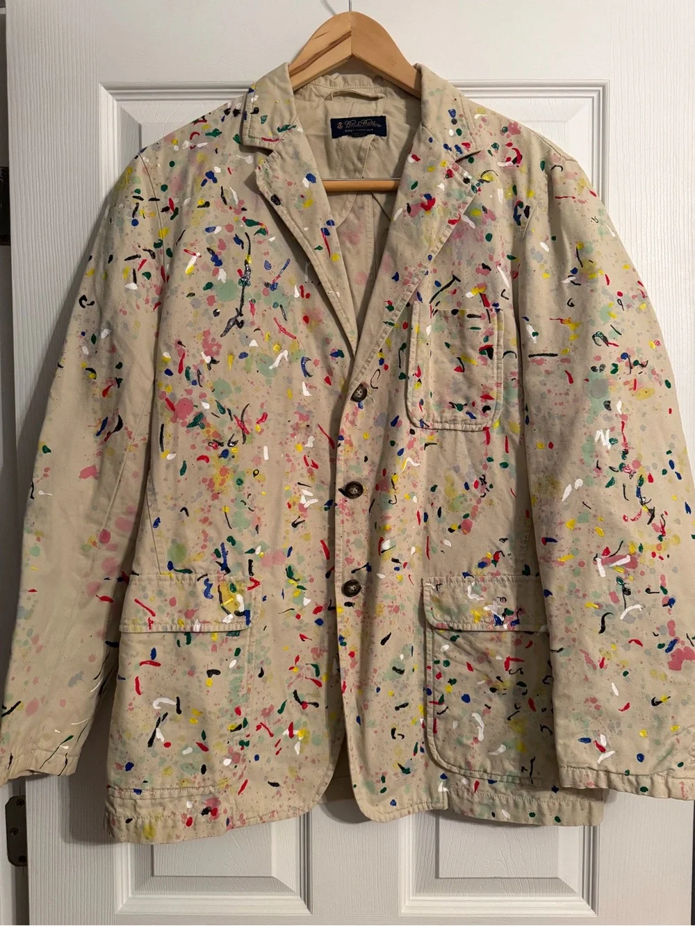 Brooks Brothers Beige Paint-Splatter Casual Blazer M